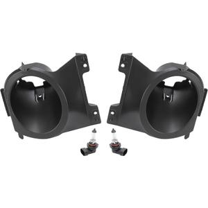 HECASA Fog Light Bezel W/H10 Bulbs Compatible with 2009-2014 Ford F-150 Replacement for FO2602100 FO2603100 Bumper Driving Fog Lamps Cover Black Trim