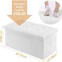 YOUDENOVA Folding Storage Ottoman, Faux Leather Ottoman Bench Footrest Ottoman, Storage Chest Padded Seat for Bedroom and Living Room, Beige,15" D x 30" W x 15" H