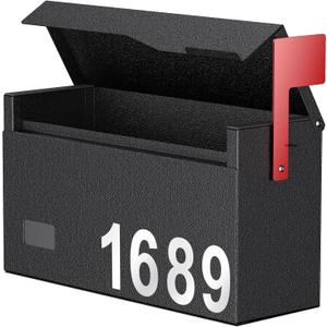 Uniclife Mailboxes for Outside, Wall Mount Mailbox with Flag and Mailbox Number Stickers, Large Metal Mail Box for House, Modern Post Box for Outdoor Office Home, (No Locking Mechanism)