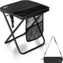 CAMDOOR Portable Collapsible Stool, 16″Folding Stool with 3 Side Pockets and Shoulder Strap, Extra Large Camping Chair Supports 400 lbs, Ultralight Portable Seat for Outdoor, Hiking, Fishing