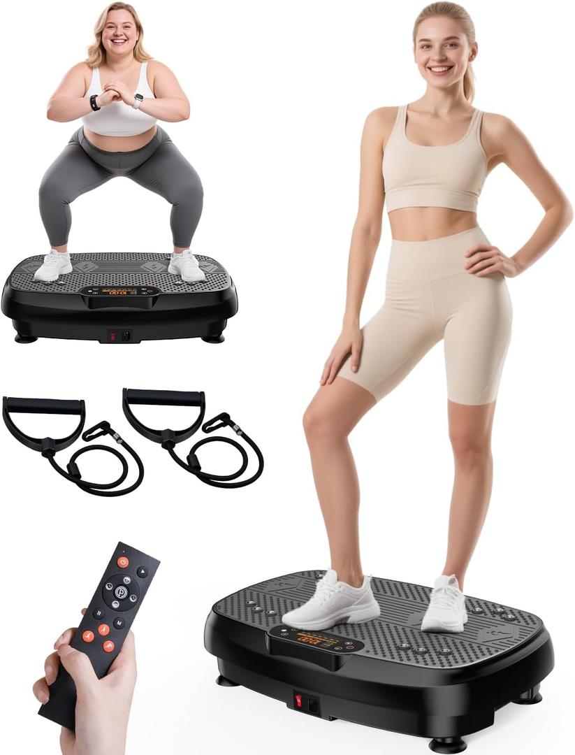 Vibrating Board Exercise Machine, 9 Modes Vibration Platform for Lymphatic Drainage, 3D Upgrade Vibrating Board for Weight Loss, Home Body Fitness Equipment (Purple) (Light Black)