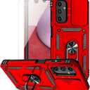 for Samsung Galaxy A14 5G Case with Slide Camera Cover HD Screen Protector [Military Grade 16ft. Drop Tested] Magnetic Ring Holder Kickstand Protective Phone Case for Samsung Galaxy A14 5G, Red