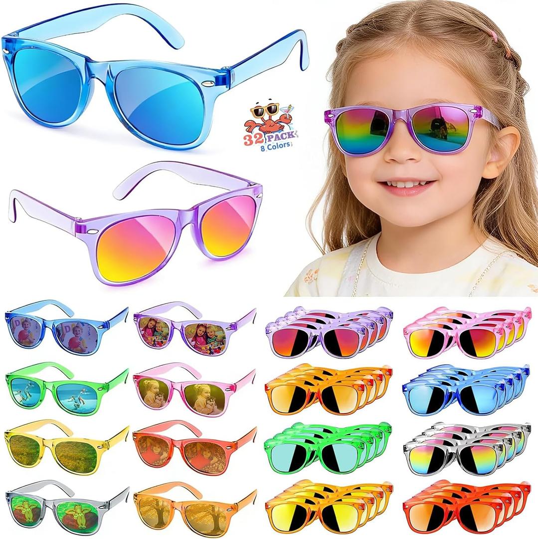 32 Bulk Kids Sunglasses Party Favors for Toddler Boys Girls Age 3-8