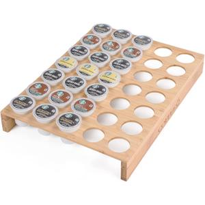 MinBoo BamBoo k cup holder Drawer or Countertop k cup Organizer Coffee Pod Holder Hold 35 Coffee Pod Storage Kcup coffee pods holder for coffee station Office and Kitchen k cup storage