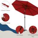 10 FT Outdoor Patio Umbrella, 2 Tiers Market Table Umbrella with 8 Sturdy Ribs, Push Button Tilt and Crank, UPF50+ UV Protection for Deck, Pool, Garden and Backyard, Red