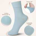 FGZ Women Thin Cotton Socks Soft Cozy Socks Cute Ankle Crew Socks 5 Pairs (Blue)