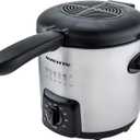 OVENTE Electric Deep Fryer, 0.9L Capacity, 840W with Adjustable Temperature, Locking Lid, Removable Fry Basket & Cool-Touch Handles, Stainless Steel Countertop Fryer, Silver FDM1091BR