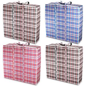 4 Pcs Large Laundry Bag with Handles  Large Moving Bags with Zippers  23.6 x 23.6 x 5.9 In (13 Gallons), Plaid Travel Bags for Clothes, Holiday Travel & Seasonal Storage | Moisture & Dirt Resistant