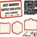 Leinuosen 4 Pack Wooden Wedding Bottle Service Sign 15.75 x 11.81 inch Nightclub Bottle Sign with 8 Personalized Letter Stickers Wedding Entrance Props for Bridal Engagement Anniversary Party Bars
