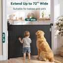 Babepai Retractable Baby Gates for Stairs, Retractable Dog Gate for Indoor/Outdoor Use | Child Gates for Doorways, Deck, Porch, Hallways, Patio (Black, 72" Wide 34" Height)