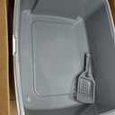 Amazon Basics Large Cat Litter Box with High Sides, Open Top for Easy Access, Includes Scoop with Storage, 19" x 15" x 11.75", Grey/Beige