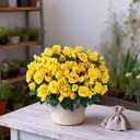 Juxdp 2 Set of Artificial Rose Topiary Trees - Faux Silk Flower Potted Plant, UV Resistant Fake Outdoor Rose Bush for Front Door, Farmhouse, Porch, Garden Decor (Yellow)