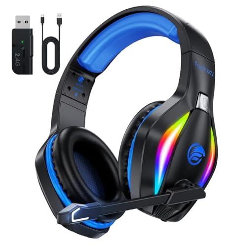Fachixy FC-100 Wireless Gaming Headset for PS5, PS4, Switch - Gaming Headphones with Lossless Audio & 50Hrs Battery Life - Gamer Headset with Microphone for Mac, Laptop, Mobile