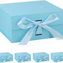 OEMVALATY Light Blue Gift Box,14x12x5 Inches Gift Boxes with Lids for Presents with Magnetic Closure and Ribbon for Wedding,Storage,Birthday(5-Pack)