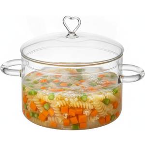 3 Qt Heart-shaped Lid Glass Cooking Pot, 2.8L /2800ml, 3 Quarts