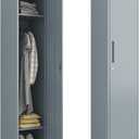 MIIIKO Metal Locker for Employees, Gym Locker with Keys, Metal Storage Lockers with 1 Door for School, Bedroom, Dormitory, Changing Room (Grey)