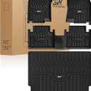 3W Floor Mats & Cargo Mats for Nissan Rogue 2026 2025-2021 S/SV/SL/Platinum, Custom Fit TPE All Weather Floor Liner for Rogue Accessories Full Set Car Mats & Trunk Mat (Not Fit Rogue Sport), Black