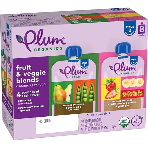 Stage 2 Organic Baby Food - Fruit and Veggie Variety Pack - 3.5 oz and 4 oz Pouch (Pack of 6) (BB-13Nov2026)