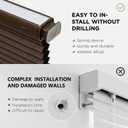 Joydeco No Drill Cordless Blackout Cellular Shades, 33" W x 64" H, Brown