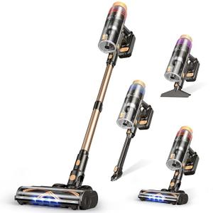 VBUOO Cordless Vacuum Cleaner, Upgraded 600W 50KPA 70Mins Vacuum Cleaners for Home, Self-Standing Stick Vacuum, Wall Mount Charge & Touch Screen, Anti-Tangle for Pet Hair Carpet, 26.8''