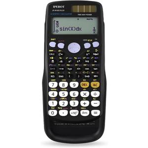 Scientific Calculators, IPEROT Black Math Calculator with 417 Function, Solar Battery Power and 4-Line Display, School Supplies for Middle High College Students Teachers (Black 991ES)