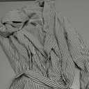 Aoudery Womens Button Down Shirt Dresses with Pockets Striped Cotton Shirts Collared Long Sleeve High Low Blouse Tops (Gray, L)