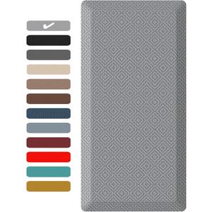 Ophanie Kitchen Mats for Floor, 3/4 inch Thick, 17x28 Anti Fatigue Cushioned Mat, Kitchen Rugs, Waterproof, Comfort Ergonomic Standing Mat for Office, Home, Sink, Grey Non-Slip Ridged Bottom