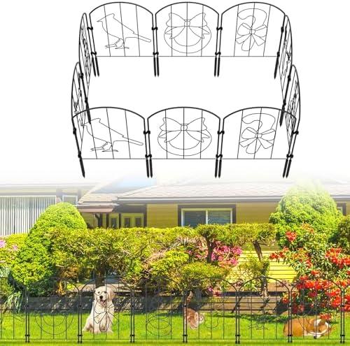 Decorative Garden Fence 10 Pack, Christmas Pattern Decor, Animal Barrier Fence Edging Metal Border Fence for Home Garden Landscape Patio Yard,22×10.5ft