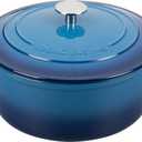 EDGING CASTING Enameled Cast Iron Dutch Oven Pot With Lid for Cooking, Bread Baking, Bread Oven, 5.5 Quart, Lake Blue