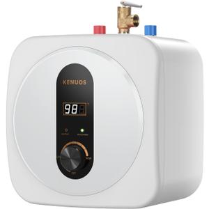 Under Sink Instant Hot Water Heater,2.5 Gallon Mini Tank Water Heaters with LED Display,1500W 120V Small Water Heater 1/2" NPT for RV, Kitchen, Compact Design with T&P Valve,3-Way Fitting Valve