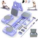 Pilates Reformer Board with 3 Adjustable Resistance, 60'' Foldable & Portable Pilates Machine for Home Use, Tool-Free Assembly, Includes Storage Box and 3 Yoga Socks (Purple)