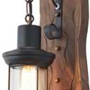 Vintage Industrial Wall Sconce, Rustic Light Fixtures Wood Metal Farmhouse Indoor Black Wall Sconce Fixture for Dining Room, Hallway, Hotel, bar, Porch Corridor Decorate (1pack)