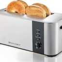 Elite Gourmet ECT3401 Long Slot 4 Slice Toaster, 1.5 Slot Width, 6 Toast Shade Settings, Reheat, Defrost & Cancel Functions, Extra Large Slots for Bagels, Waffles, Artisan Breads, Stainless Steel