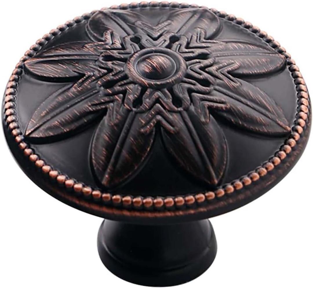 4 Pack - Oil Rubbed Bronze Cabinet Knobs, 1-2/5 Dia Bronze Handles for Cabinets and Drawers,Antique Bronze Knobs for Dresser Drawers Bathroom Kitchen Cabinet Drawer Dresser Door Knobs