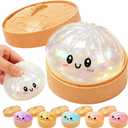 Glitter Dumpling Squeeze Toy, Soft Slow Rising Squeeze Stress Relief Toy, Sensory Fidget Toy for Anxiety Relief, Portable Glitter Filled Squishy for Kids Adults Classroom Rewards Party Favors(White)