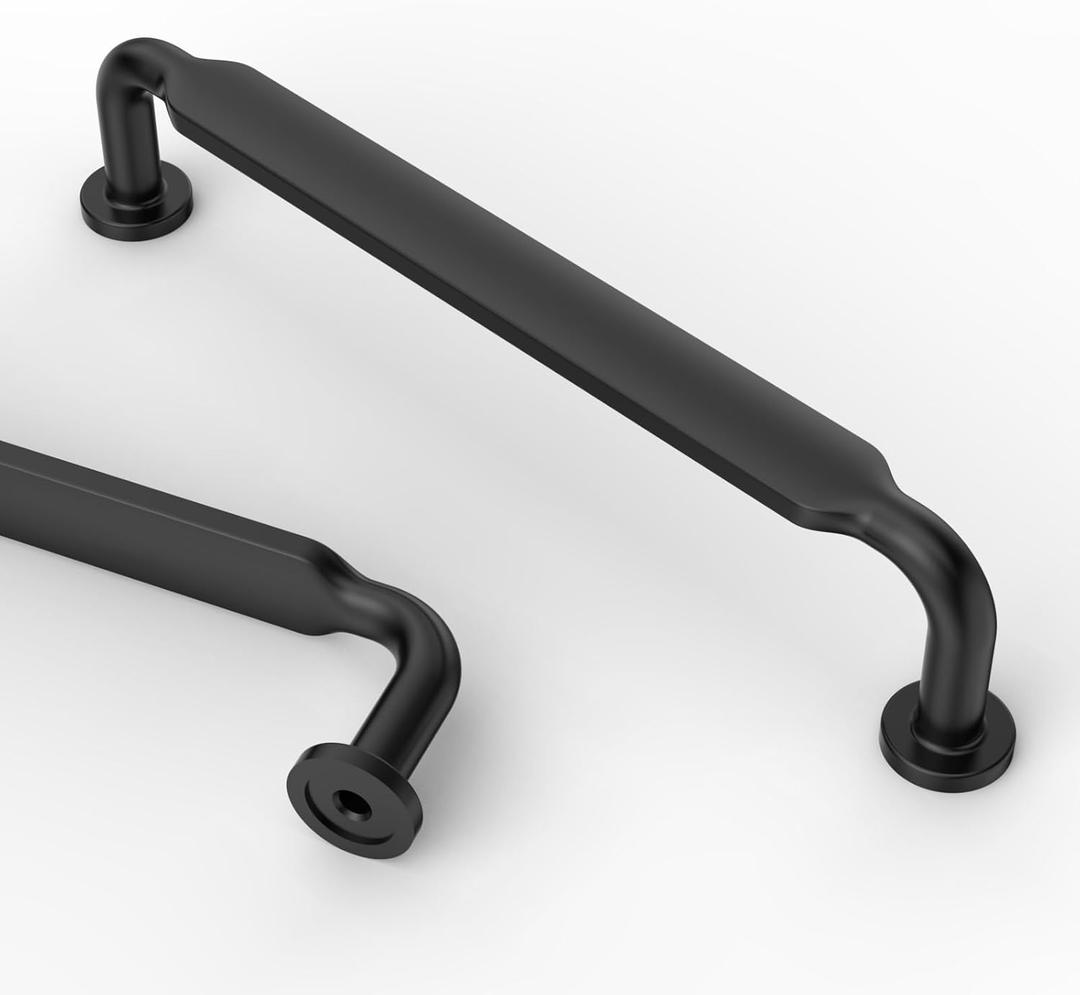 Asidrama 10 Pack 5 Inch(128mm) Matte Black Kitchen Cabinet Handles, Cabinet Pulls Kitchen Cabinet Hardware for Cupboard Drawer Pulls (5" Hole Center)