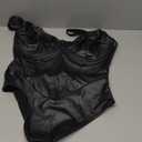 Popilush Black Bodysuit Women Shapewear Tummy Control Thong Body Suits V Neck Leather Corset Tops Sleeveless Sculpting Body Shaper, Size XL