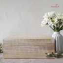 Mela Artisans Extra Large Wooden Keepsake Box | Whitewash Memory & Handcrafted Decorative Storage Chest for Jewelry, Photos & Trinkets | Vintage Style storage Box | Trellis Design | 10.5 x 7.5 x 4