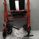 Drive Medical Rollator Walker with Seat - Stable Mobility Support - Height Adjustable - Durable Steel Frame Construction - Smooth 7.5" Wheels - Foldable Frame - 350 Lb Limit - Red