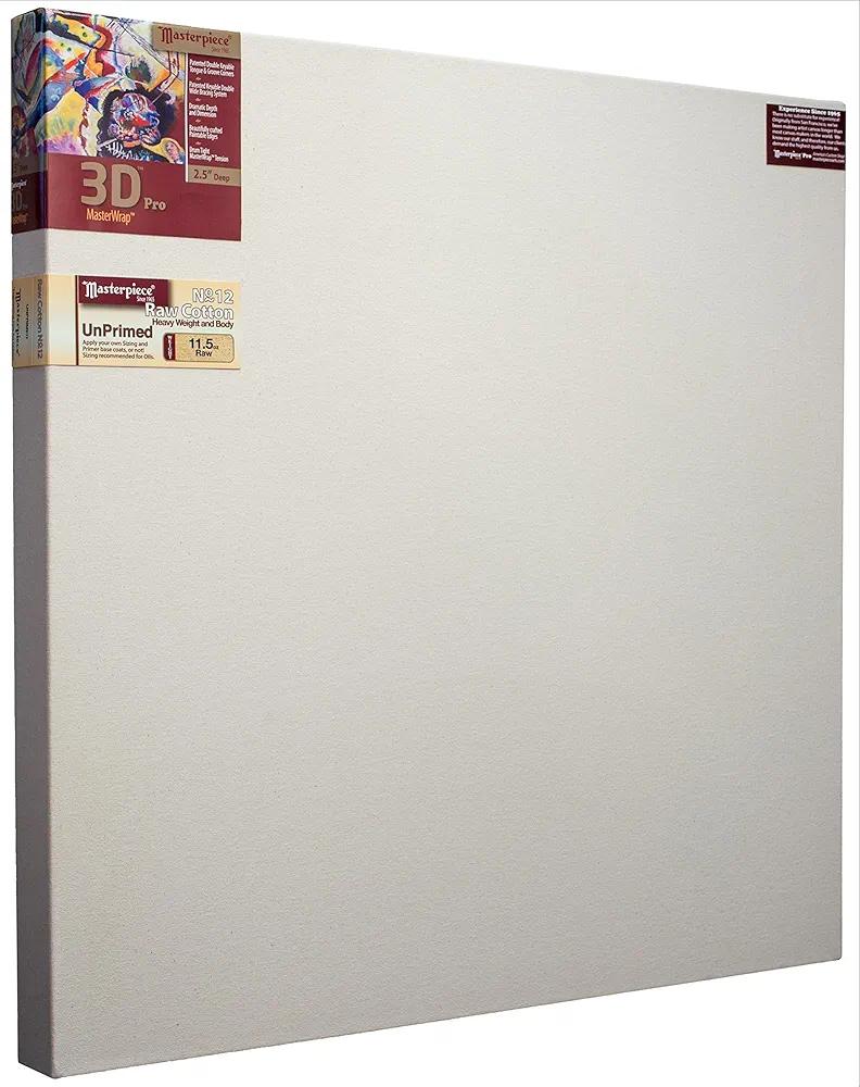 Masterpiece Z2DR-6072 3D Pro 2.5" Deep Raw Unprimed Heavy Weight #12 Cotton 11.5 oz Stretched Canvas 20x20in Natural 2 Pack