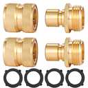 Sanpaint 3/4 Inch Brass Garden Hose Fitting Quick Connector Male and Female Set, 2 Set
