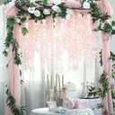 Wisteria Hanging Flowers 12 Pack Artificial Flowers Fake Wisteria Vine Rattan Hanging Garland Silk Flowers String for Party Home Wall Greenery Wedding Decor (Light Pink)