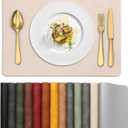 UnivoColors Placemats,Heat Resistant Placemats Set of 4 Washable 12 x 17 Inch,Waterproof Table Mats,Wipeable Pu Place Mats for Kitchen,Dining Room.Beige