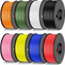 JAYO Rapid PLA 3D Printer Filament Bundle 2KG, High Speed PLA Filament 1.75mm 50mm/s - 600mm/s Print Range, 8 Pack 250g Spool Filament (Black, White, Blue, Red, Pink, Orange, Yellow, Olive Green) (0.25kg*8(black/White/Blue/Red/Pink/Orange/Yellow/Green))