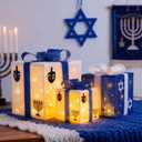 Lighted Hanukkah Decorations, 3 Sets Adjustable LED White and Blue Gift Boxes Decor, Hanukkah Indoor Outdoor Decorations for Chanukah Party Table Centerpieces Christmas Jewish Home Decor