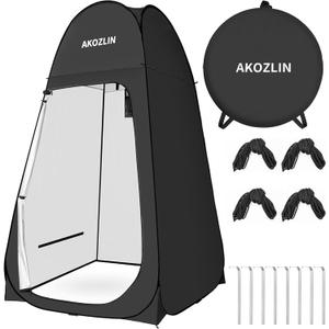 AKOZLIN Portable Pop Up Shower Tent Instant Privacy Dressing Changing Tent Outdoor Shower Room Camp Toilet Tent (Black)