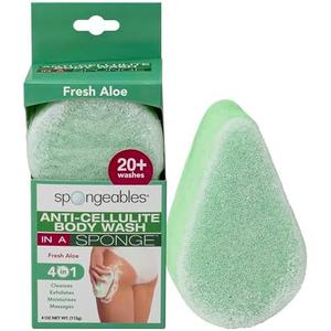 Spongeables Anti Cellulite Body Wash in a 20+ Wash Sponge, Fresh Aloe, 1 Count