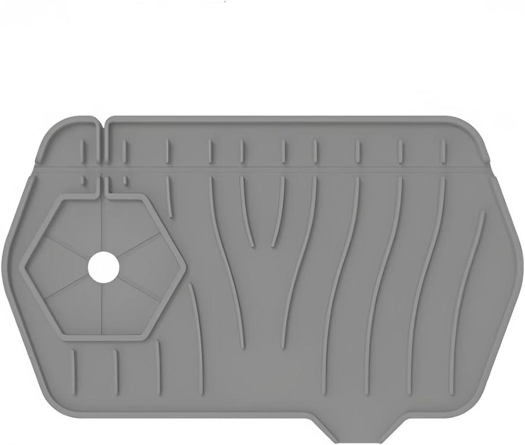 Silicone Sink Splash pad with Inclined Drain, Easy-to-Clean Drain pad, Suitable for Kitchen and Bathroom. (Unilateral Gray)