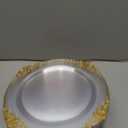 Morejoy 100 Pieces Gold Plastic Plates - Clear Gold Disposable Plates - 10.25inch Clear Plastic Dinner Plates With Gold Rim for Weddings & Parties & Shower