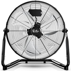 Simple Deluxe 12 Inch 3-Speed High Velocity Heavy Duty Metal Industrial Floor Fans Quiet for Home, Commercial, Residential, and Greenhouse Use, Outdoor/Indoor, Black, 1-Pack
